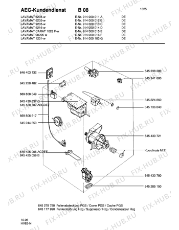Взрыв-схема стиральной машины Aeg LAVCARAT 1028F-W - Схема узла Electrical equipment